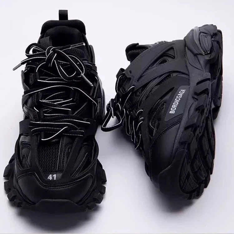 法莎尼亚轻奢老爹鞋男女情侣款秋冬厚底黑色鞋子百搭增高男士鞋子