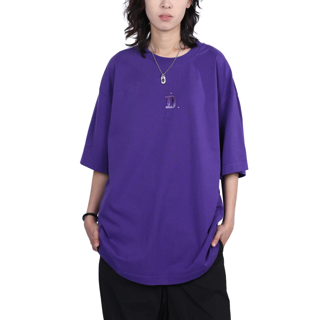 D.Desirable 经典D系列-绝绝紫气泡渐变刺绣T恤
