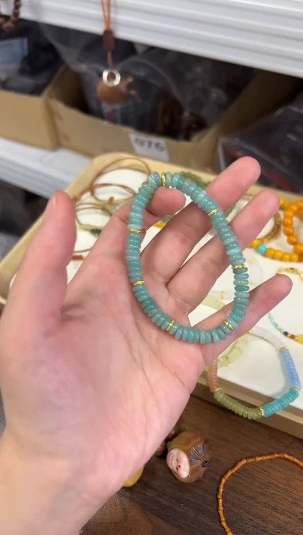 手链未镶嵌天河石老矿天河石精工蝶珠款手链