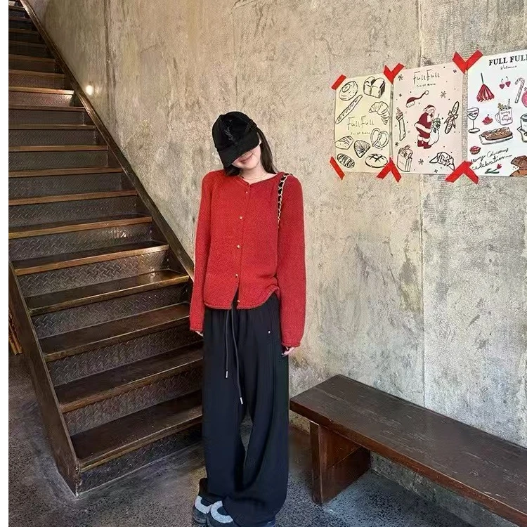 秋冬加绒加厚大板型阔腿裤百搭显瘦气质保暖休闲宽松时尚