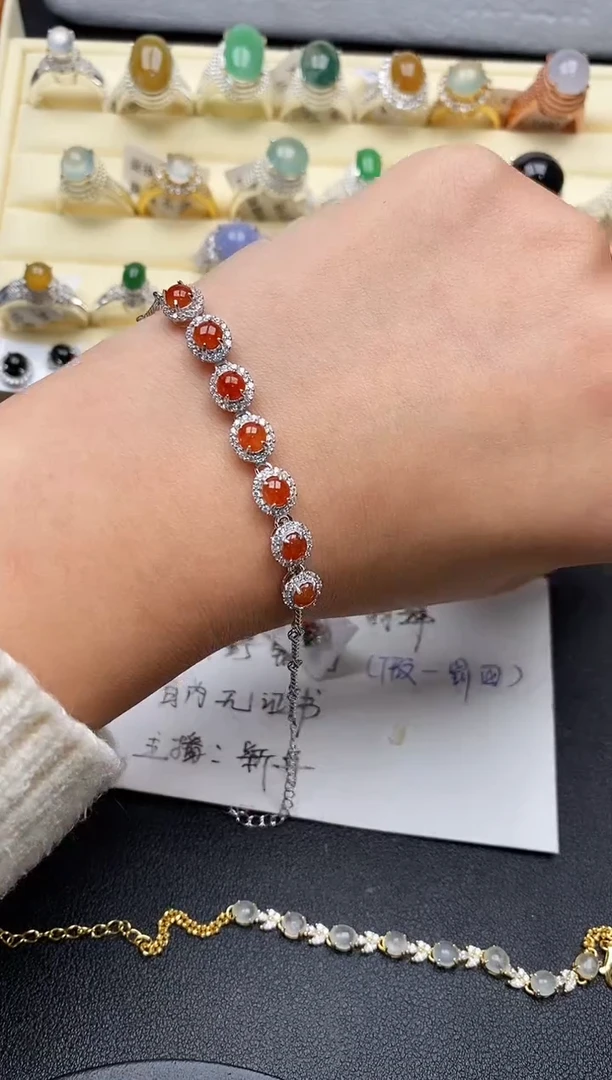 【闪购商品】翡翠戒指银S925镶嵌缅甸天然A货翡翠222   2-6