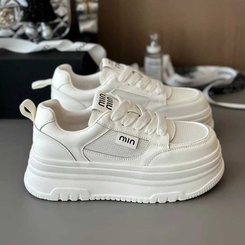 三福厚底增高小白鞋女2025年夏季新款百搭轻便运动休闲鞋增高板鞋