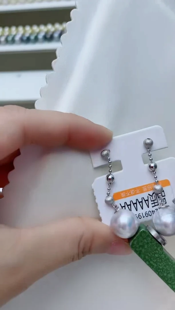 银S925镶嵌海水珍珠耳饰A71