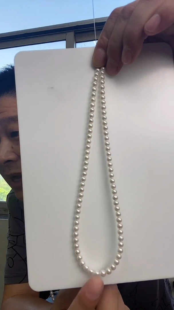 颈饰银S925镶嵌淡水珍珠3-4mm珍珠项链