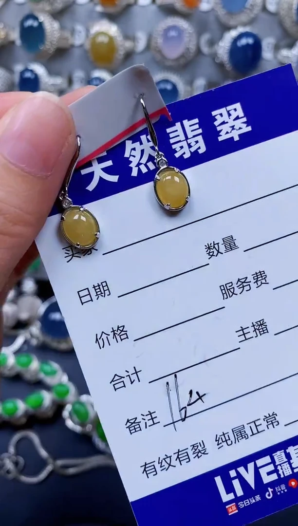 翡翠银S925镶嵌耳饰164