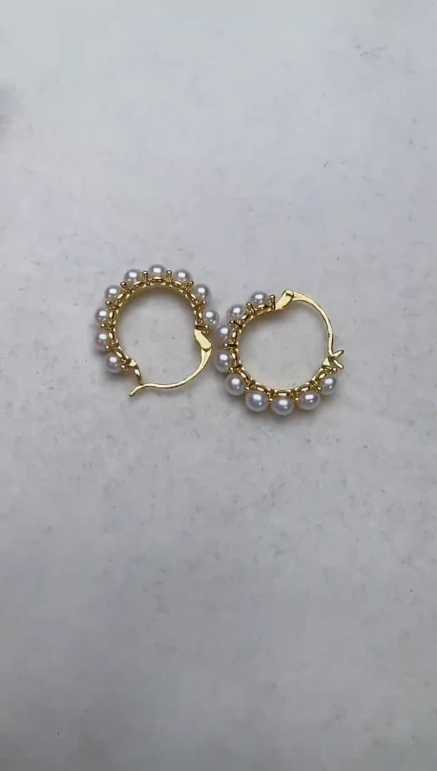 【闪购商品】淡水珍珠耳饰合金金色 甜甜圈