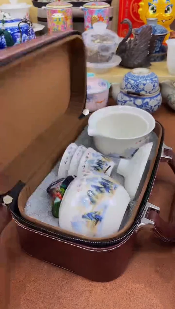 陶瓷茶具摆件旅行套组