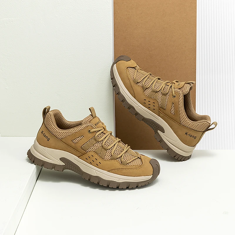 康龙男鞋户外防滑减震时尚休闲鞋网面透气耐磨软底徒步登山运动鞋