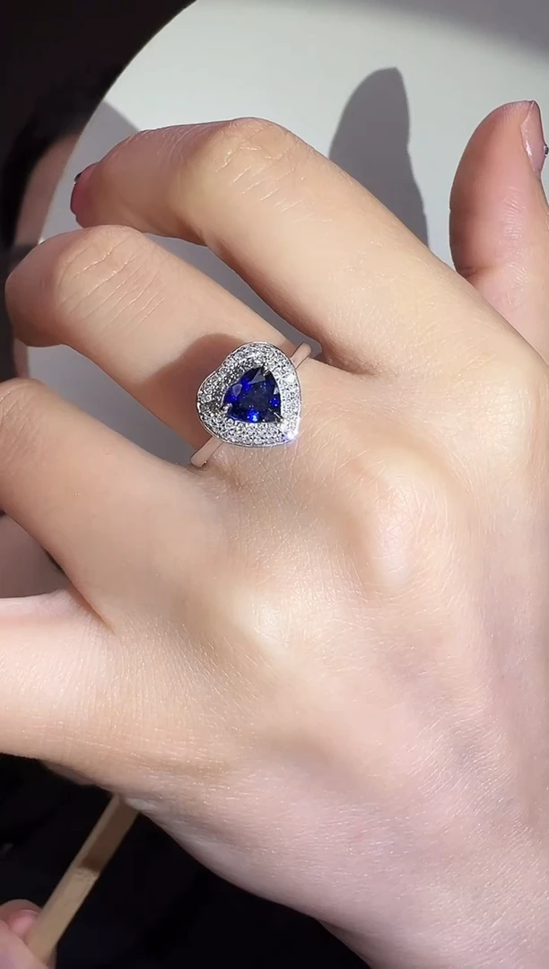 戒指蓝宝石18K金镶嵌7【主石1ct】