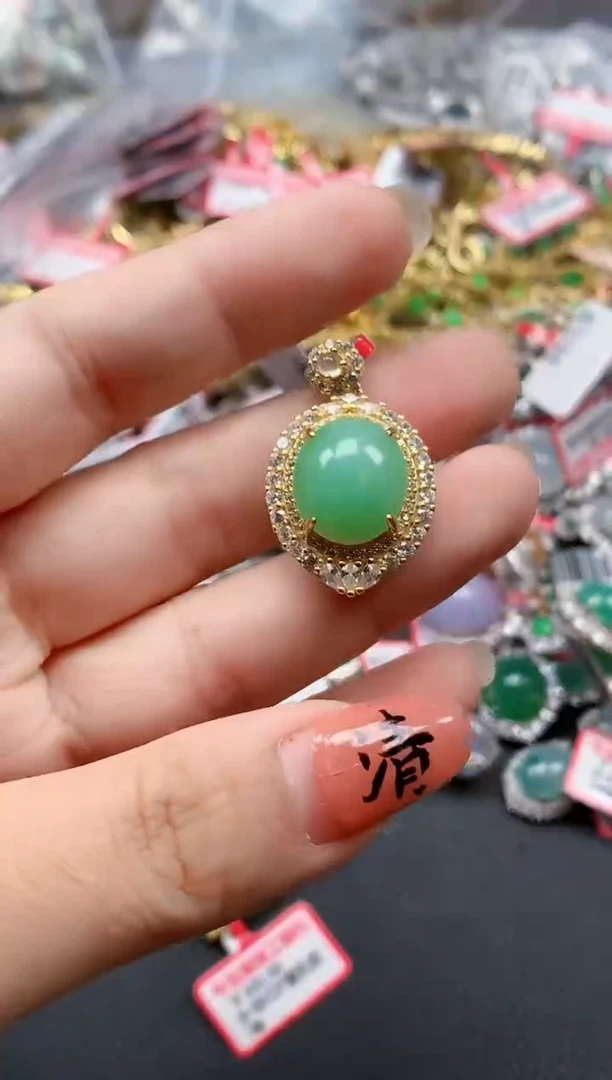 银S925镶嵌戒指翡翠天然A货缅甸翡翠