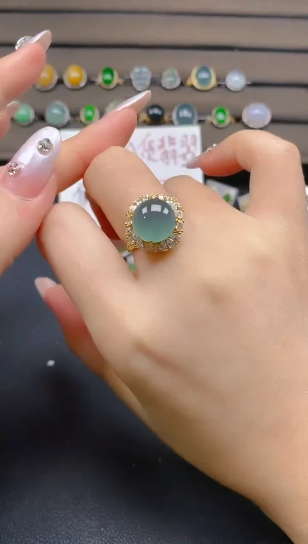 翡翠戒指银S925镶嵌1221