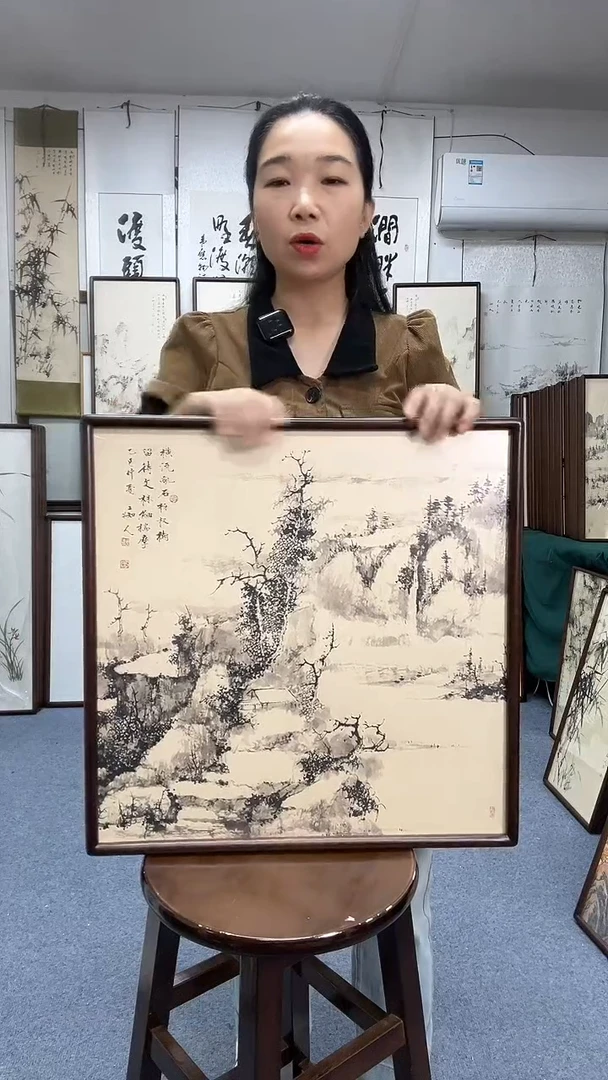 国画52*52实木 画框京东包邮手绘