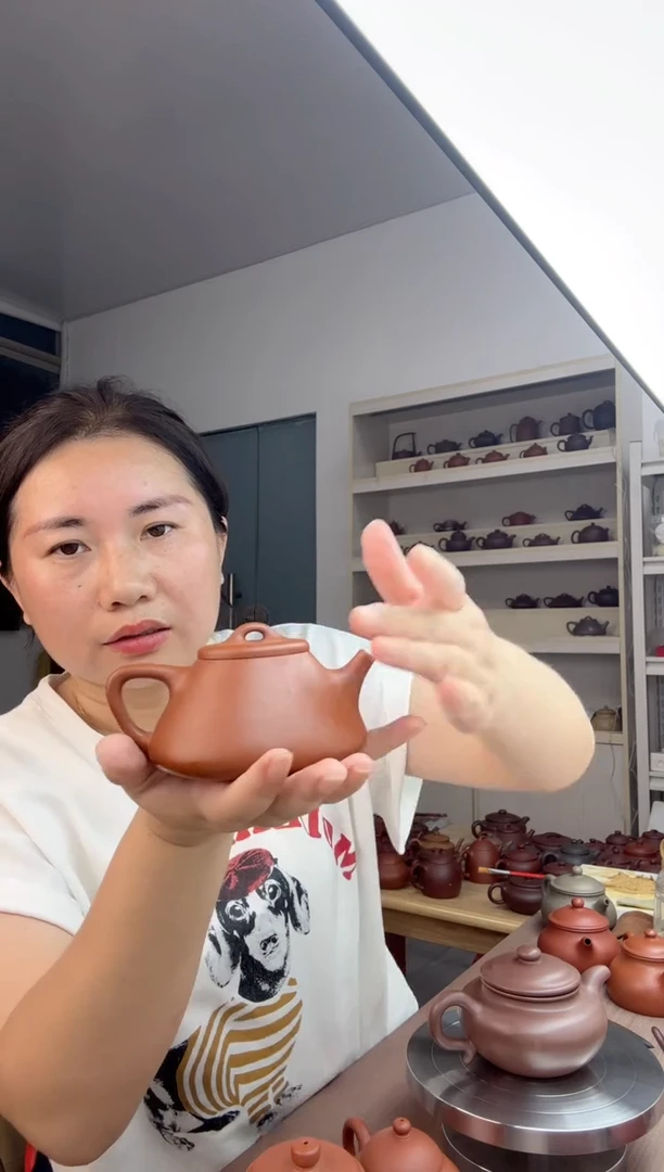 茶壶紫砂微瑕全手子冶石瓢190cc（原矿红降坡）