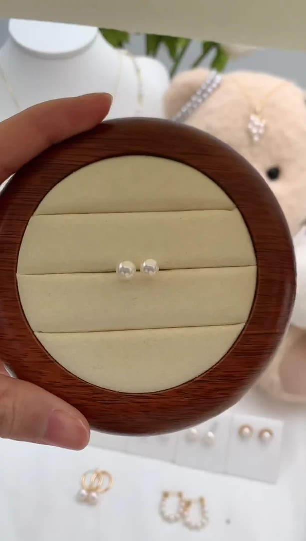 【闪购商品】海水珍珠耳饰18K金镶嵌5.5-6极光素钉