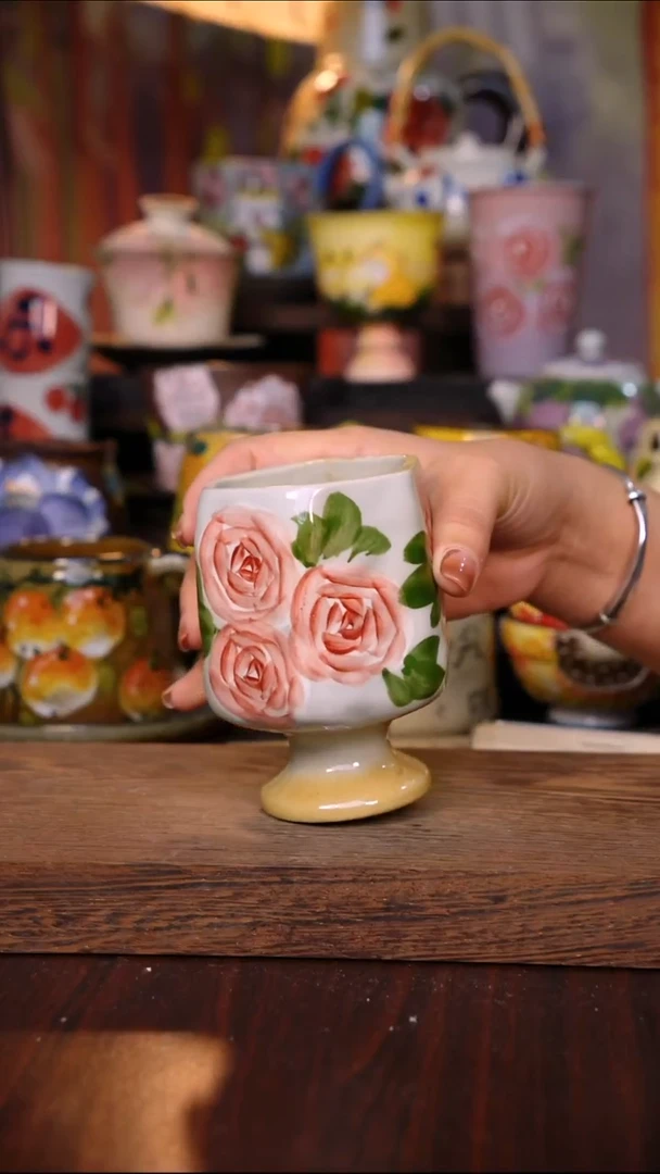 杯子陶泥垚手作 景德镇手工手绘陶瓷器物