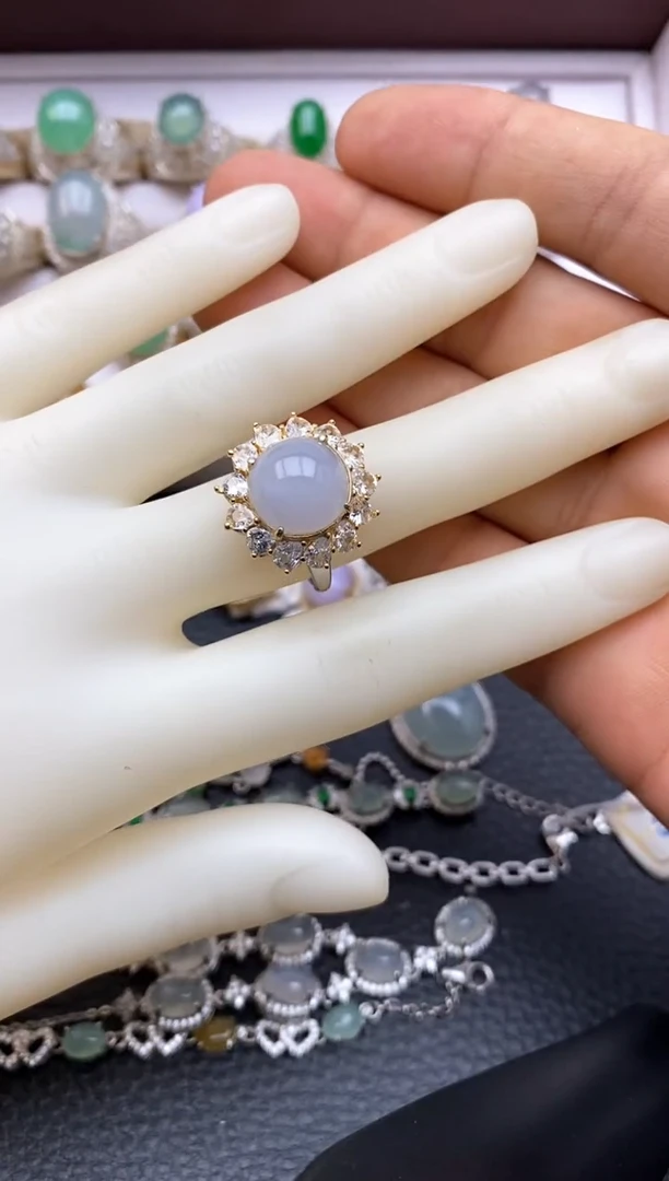 【闪购商品】翡翠戒指银S925镶嵌8896