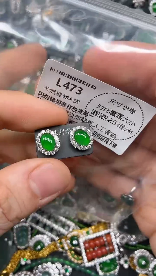 颈饰未镶嵌翡翠L473耳钉