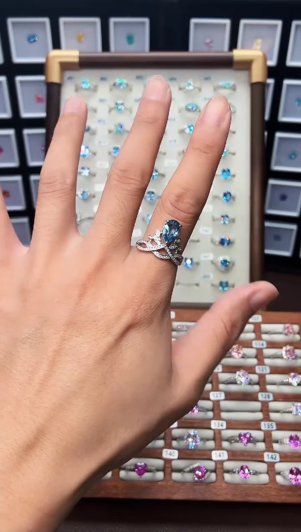 银S925镶嵌戒指海蓝宝石1