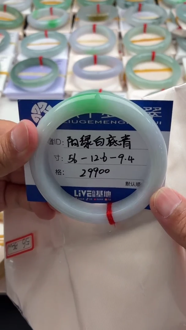 未镶嵌手镯翡翠阳绿白底青