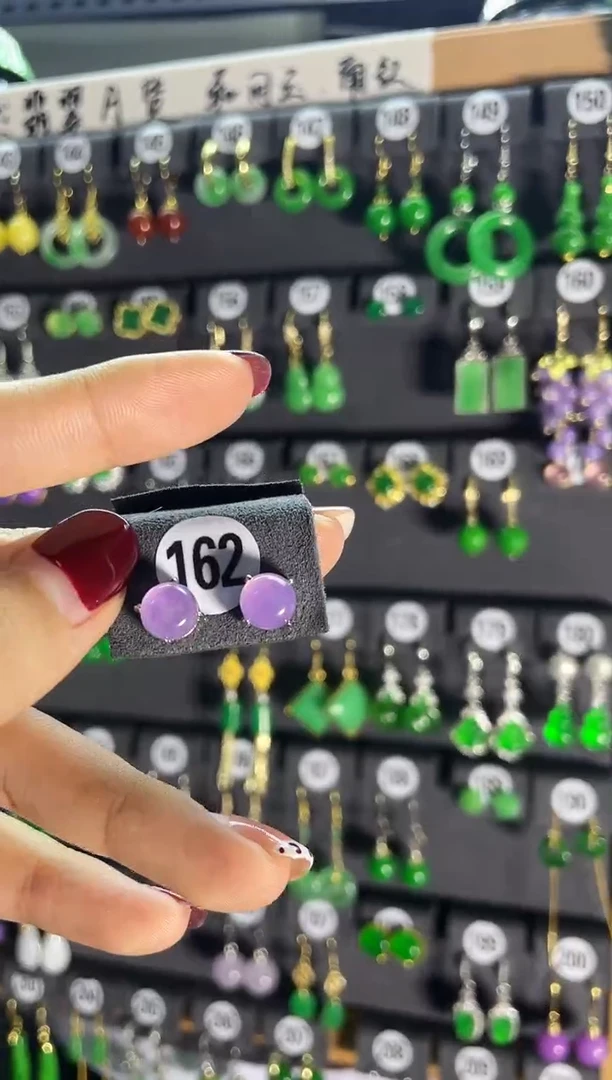 【闪购商品】翡翠耳饰银S925镶嵌162..