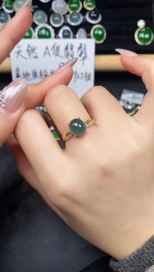 银S925镶嵌戒指翡翠37837