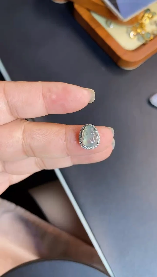 翡翠银S925镶嵌吊坠(不含链)1