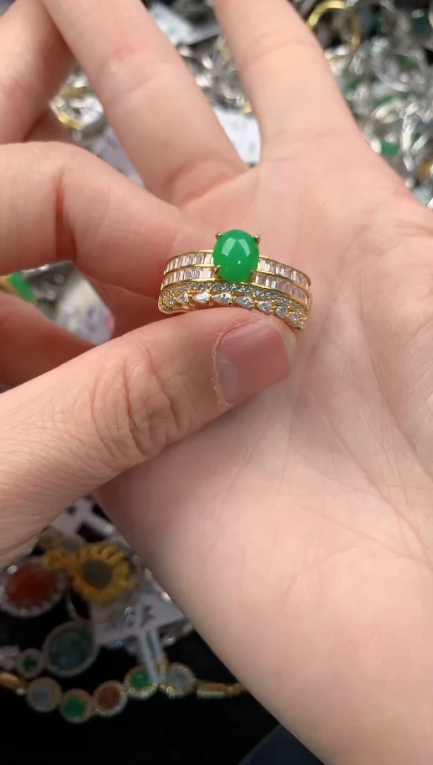 银S925镶嵌戒指翡翠333   2