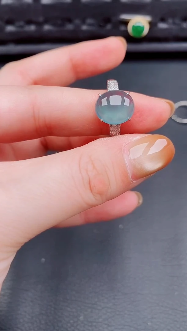 【闪购商品】翡翠戒指银S925镶嵌天然a货翡翠266