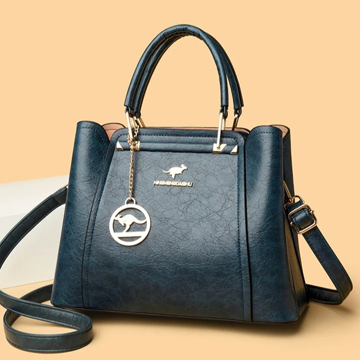 新款时尚简约手提斜挎包5906蓝色