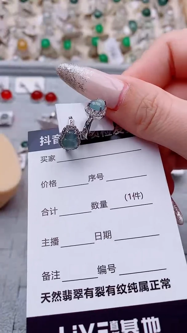 银S925镶嵌翡翠耳饰随*录1