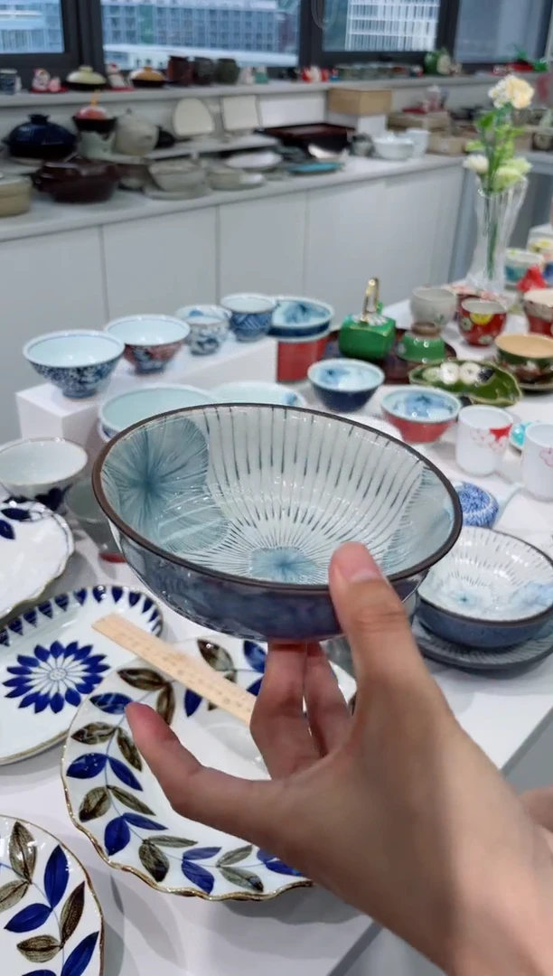 瓷片福利 蓝雨花圆碗