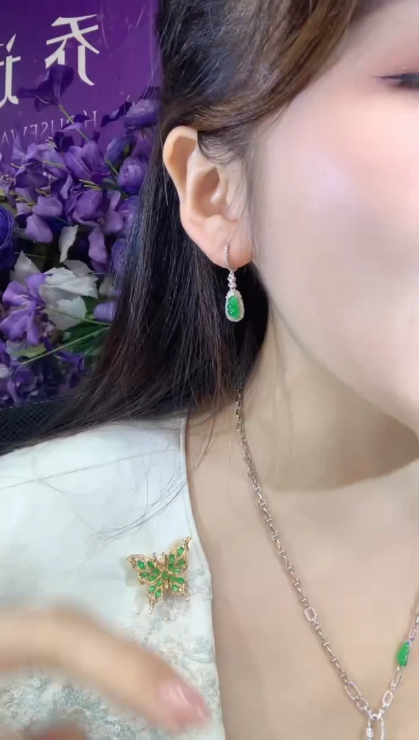 18K金镶嵌翡翠耳饰C32翡翠