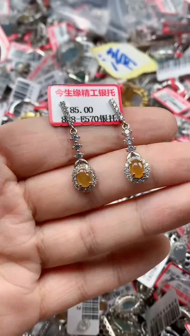 银S925镶嵌戒指翡翠天然A货缅甸翡翠