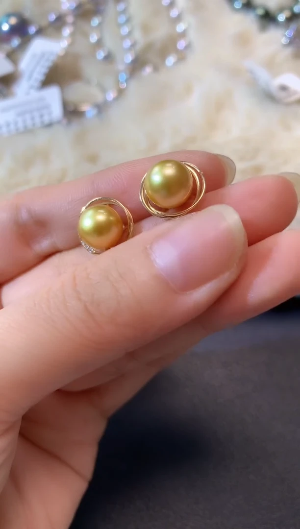 18K金镶嵌耳饰海水珍珠S68