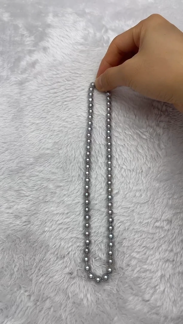项链银S925镶嵌海水珍珠AK真多麻6.5-7mm