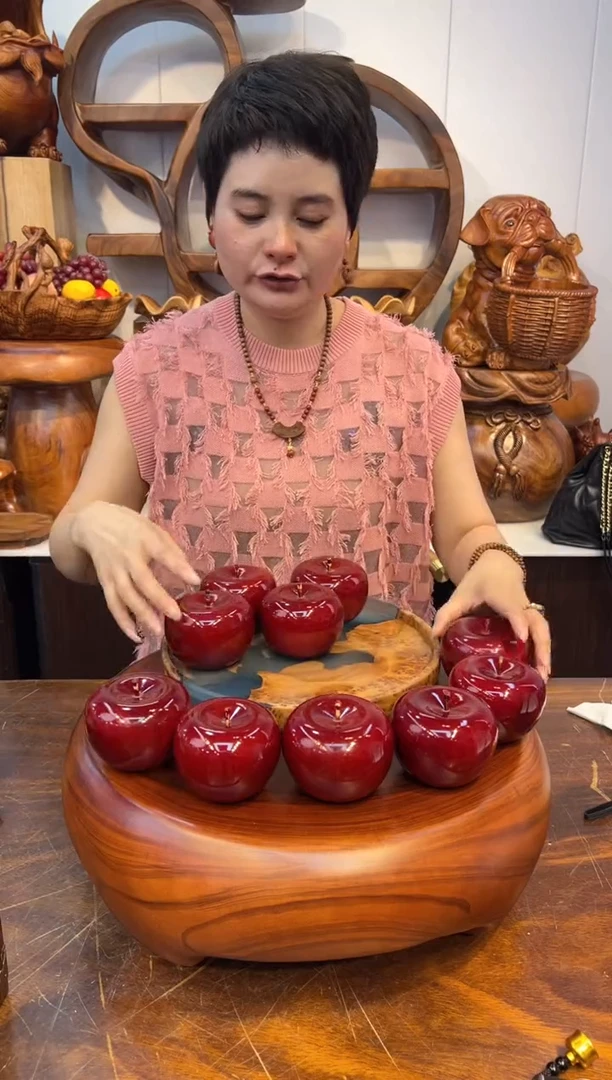 木花梨苹果创意摆件