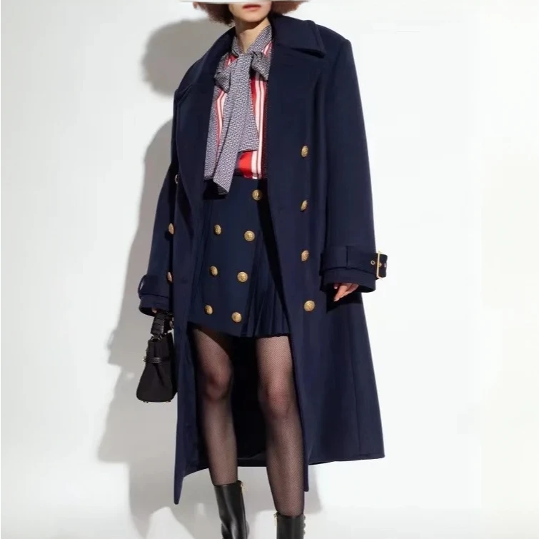 未使用 BALMAIN/巴尔曼 纯色双排扣翻领休闲大衣