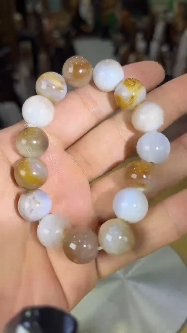 未镶嵌珠宝奇石硅化玉缅甸天然树化玉手串