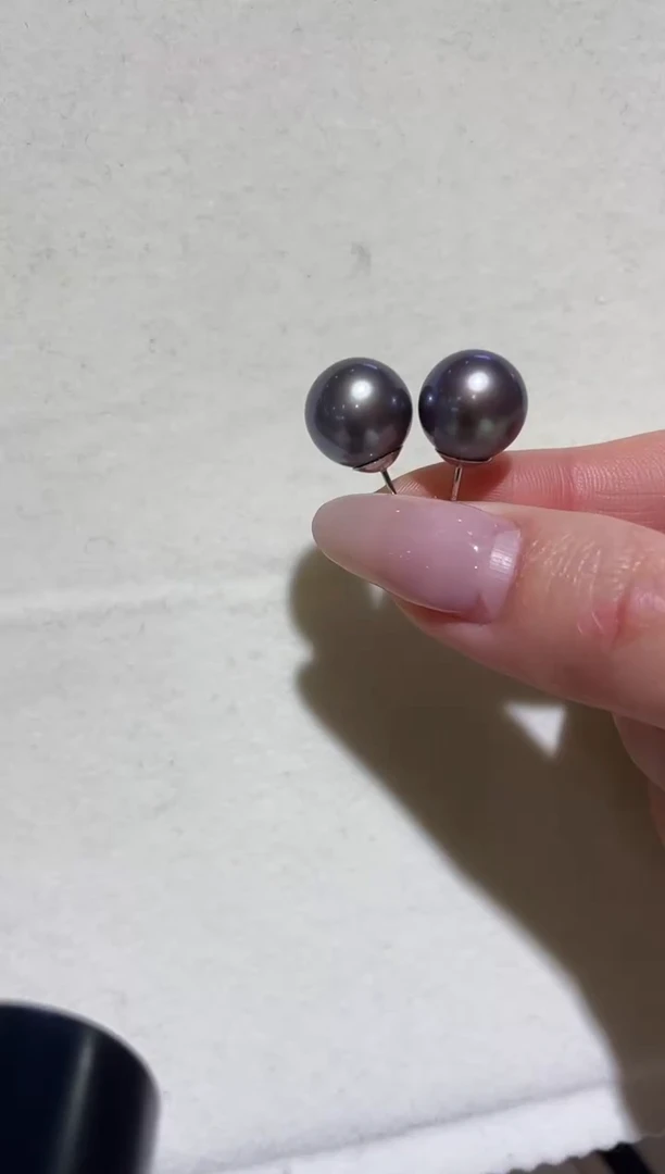 【闪购商品】淡水珍珠耳钉银S925镶嵌11-12淡水珍珠耳钉