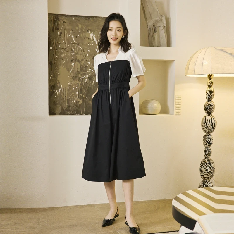 W740新款夏季女装连衣裙拼接气质时尚