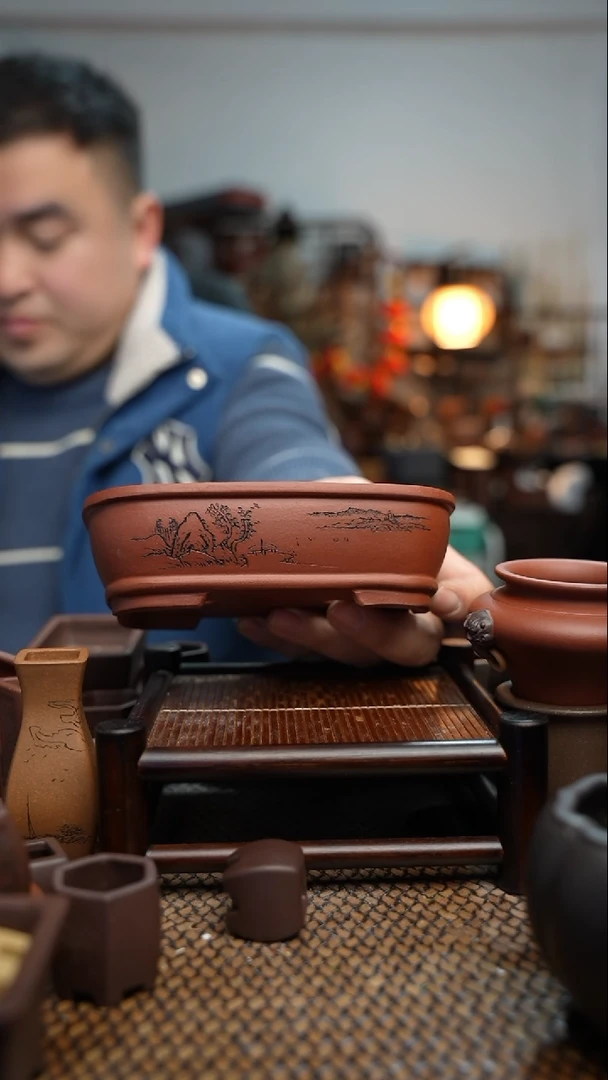 【闪购商品】紫砂花盆長木軒精品紫砂15.5*11.5*5