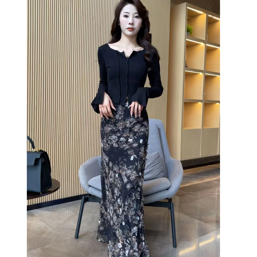 【梦婷家】碎花半身裙女2025新款美式气质情万种半裙显瘦-2596