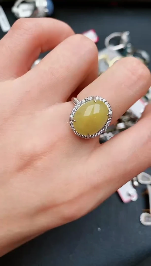 翡翠戒指银S925镶嵌...