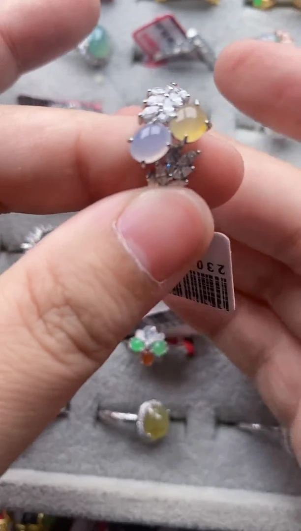 【闪购商品】翡翠戒指银S925镶嵌7777---3