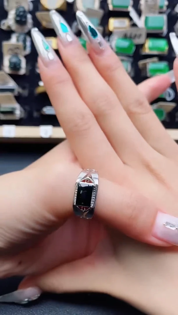 翡翠戒指银S925镶嵌4545454