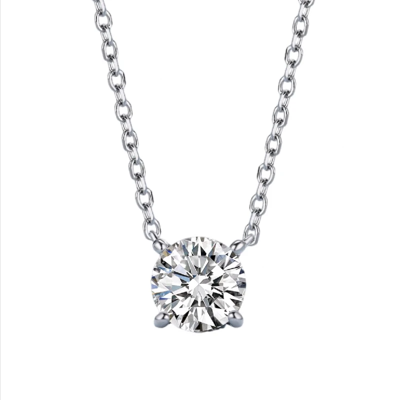 实验室培育钻石四爪项链吊坠锁骨链简约钻铂金Pt950圆形小众人造