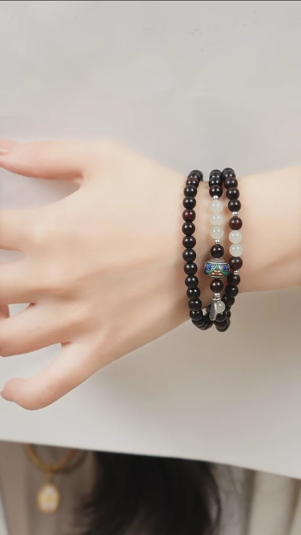 手串檀香紫檀（小叶紫檀）未镶嵌三圈小叶紫檀