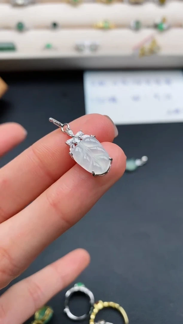 银S925镶嵌戒指翡翠缅甸天然A货翡翠22  8-5