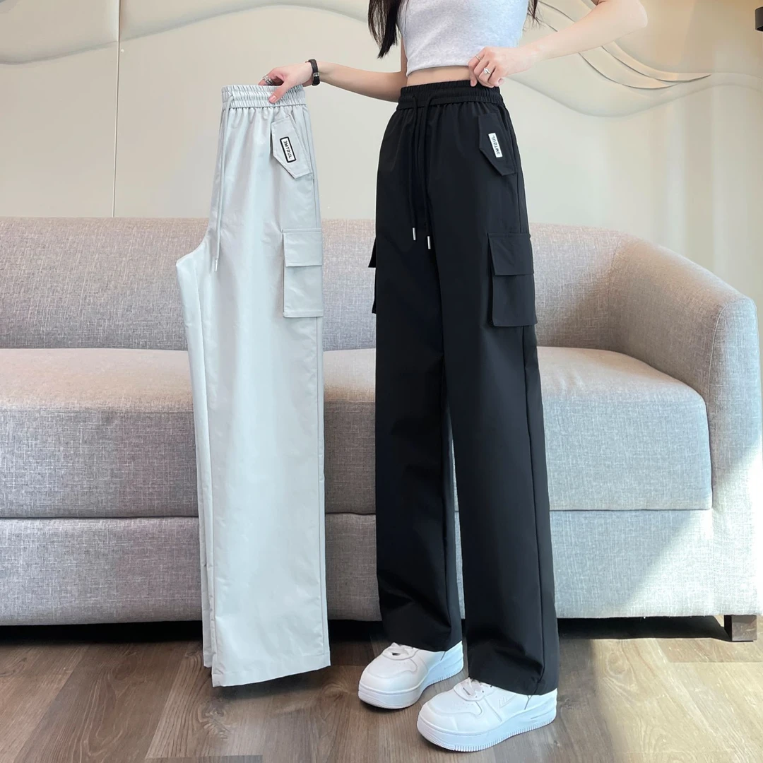 胖mm工装裤女2025新款夏季宽松直筒显瘦高腰登山冲锋裤子大码女装