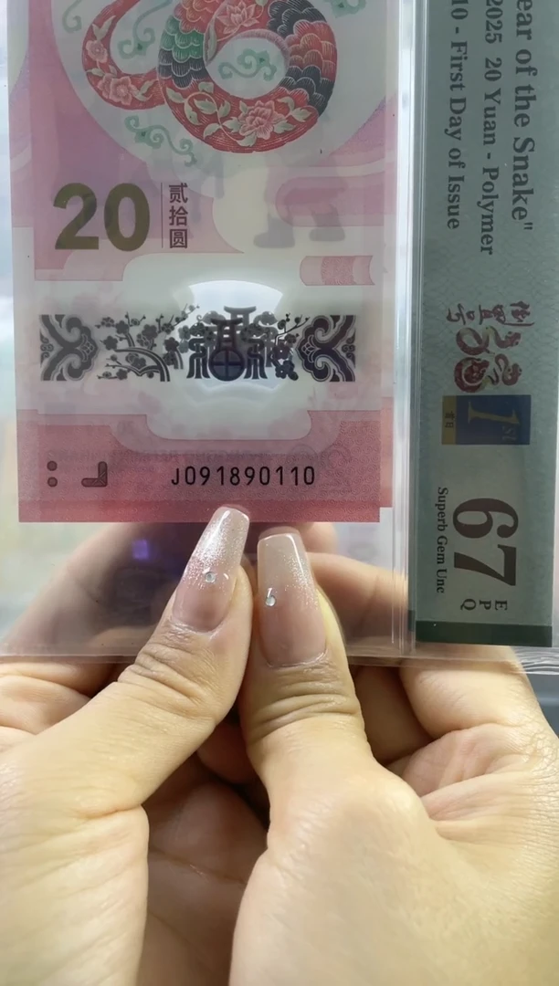 蛇钞倒置首日标67分 数四0189